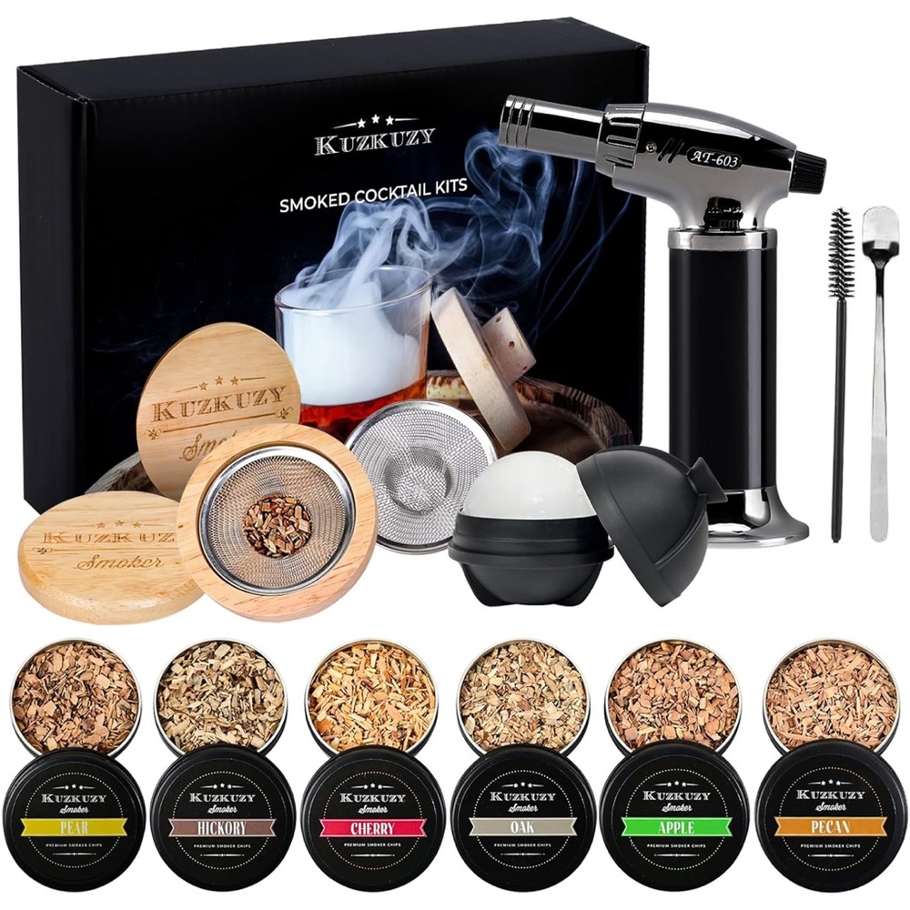 Kuzkuzy Cocktail Smoked Kit With Torch 6 Flavors Wood Chips